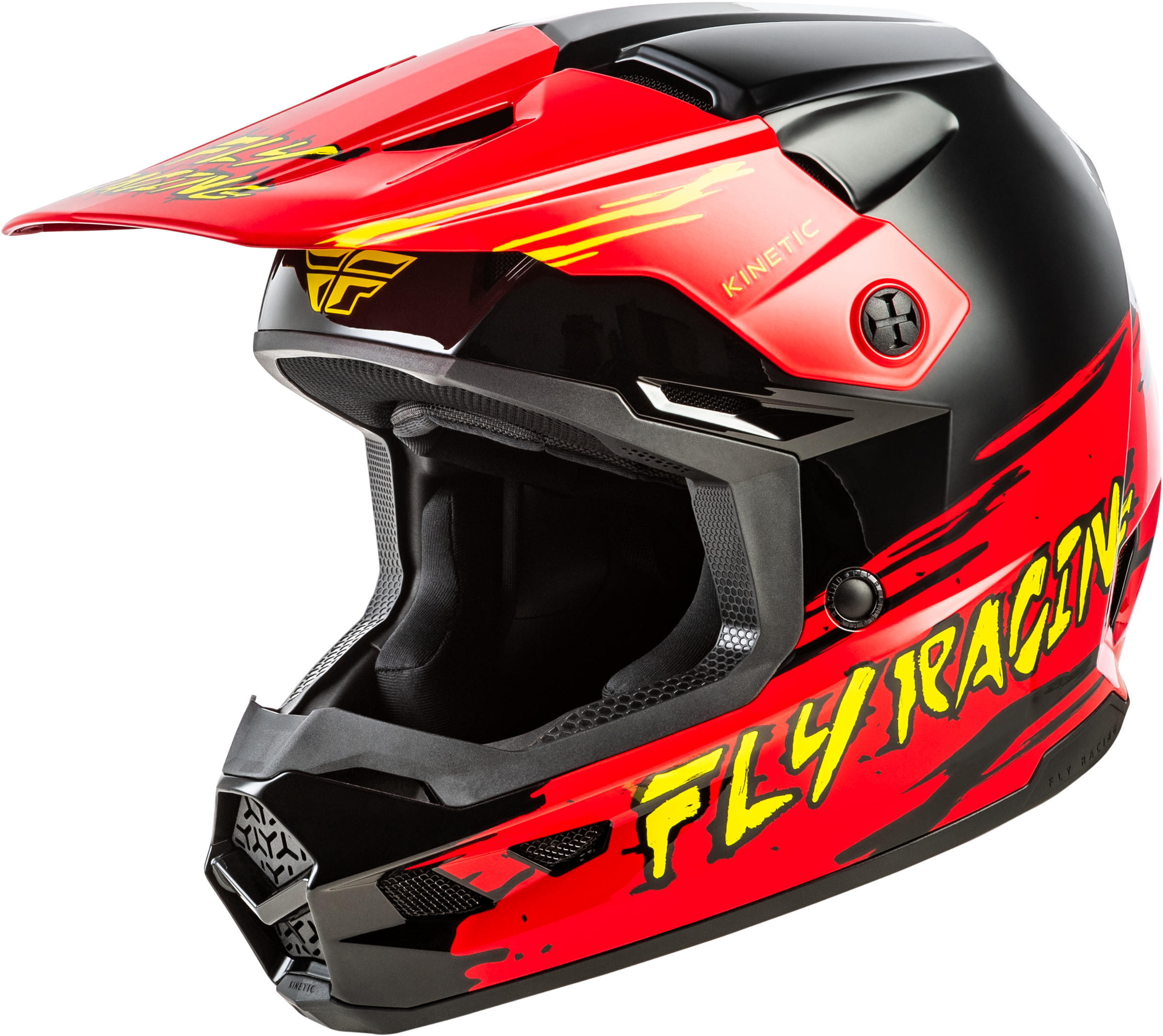 FLY RACING Youth Kinetic Surge Helmet Black/Red/Yellow Ym