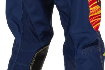 FLY RACING Youth Kinetic Wave Pants Navy/Yellow/Red Sz 20