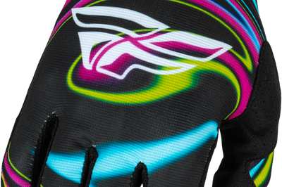 Fly Racing Youth Lite Warped Gloves Black/white Ys - Black/Pink/Electric Blue / Medium - Watercraft Collection
