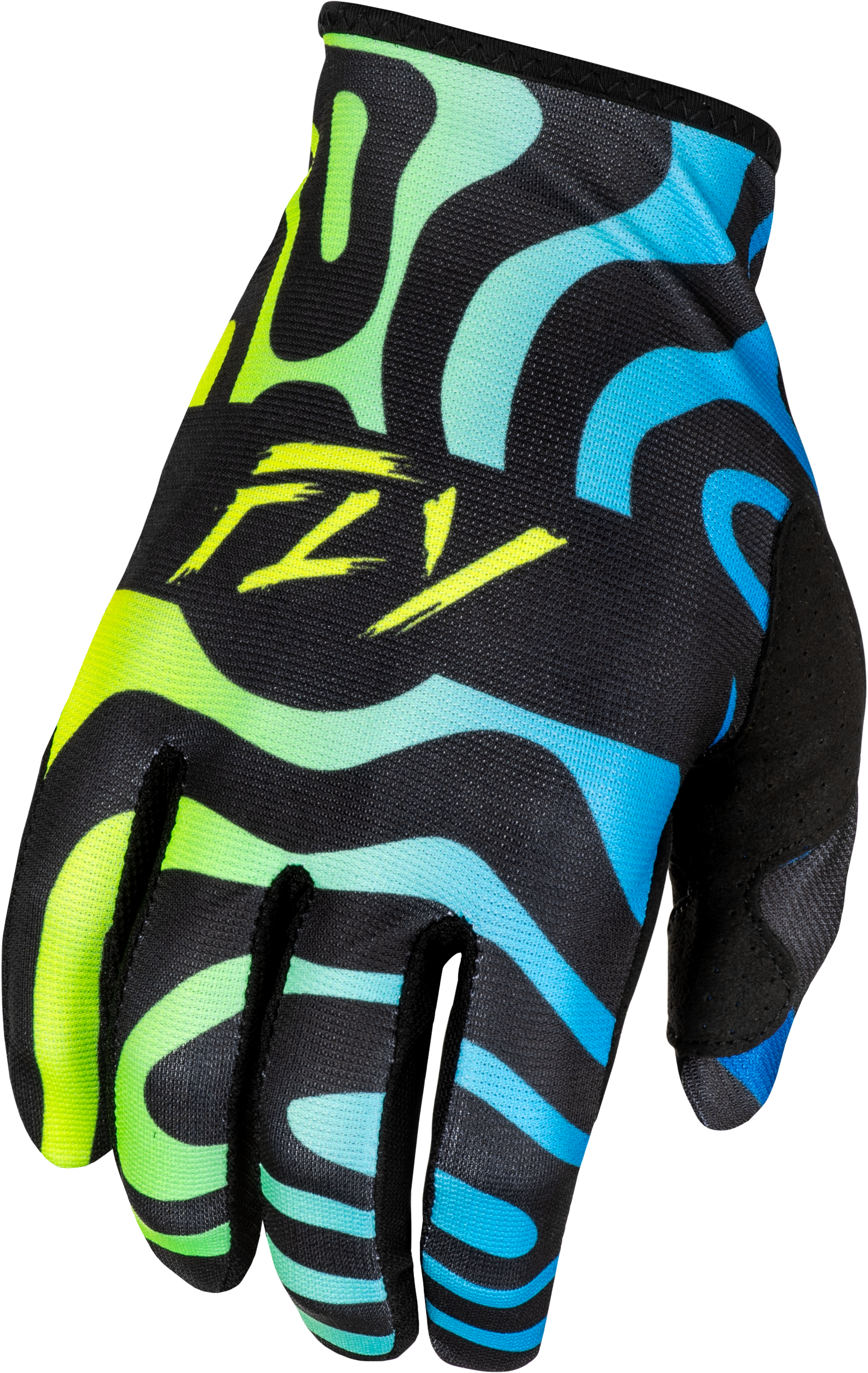 Fly Racing Youth Lite Zen Gloves Black/blue/hi-vis Ys - Black/Blue/Hi-Vis Yellow / Medium