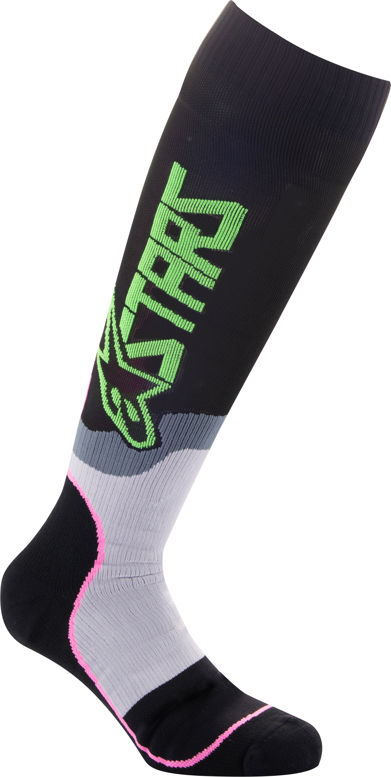 Alpinestars Youth Mx Plus-2 Socks Blk/grn Neon/pink Fluo Md/lg - Black/Neon Green/Fluorescent Pink / Medium - Large