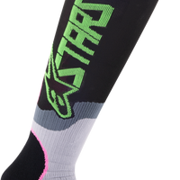 Alpinestars Youth Mx Plus-2 Socks Blk/grn Neon/pink Fluo Md/lg - Black/Neon Green/Fluorescent Pink / Medium - Large