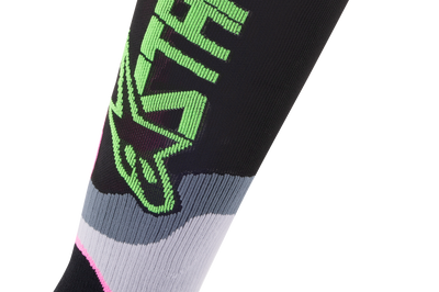 Alpinestars Youth Mx Plus-2 Socks Blk/grn Neon/pink Fluo Md/lg - Black/Neon Green/Fluorescent Pink / Medium - Large