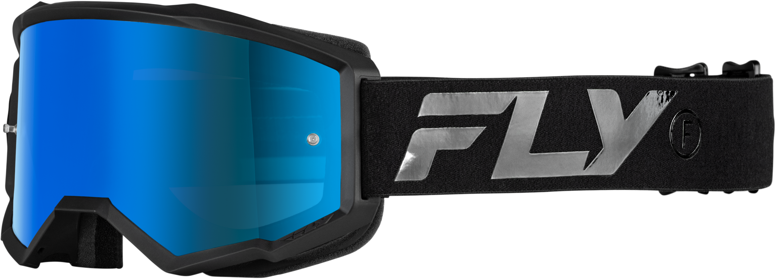 FLY RACING Youth Zone Goggle Black/Black W/ Sky Blue Mirror/Smoke Lens