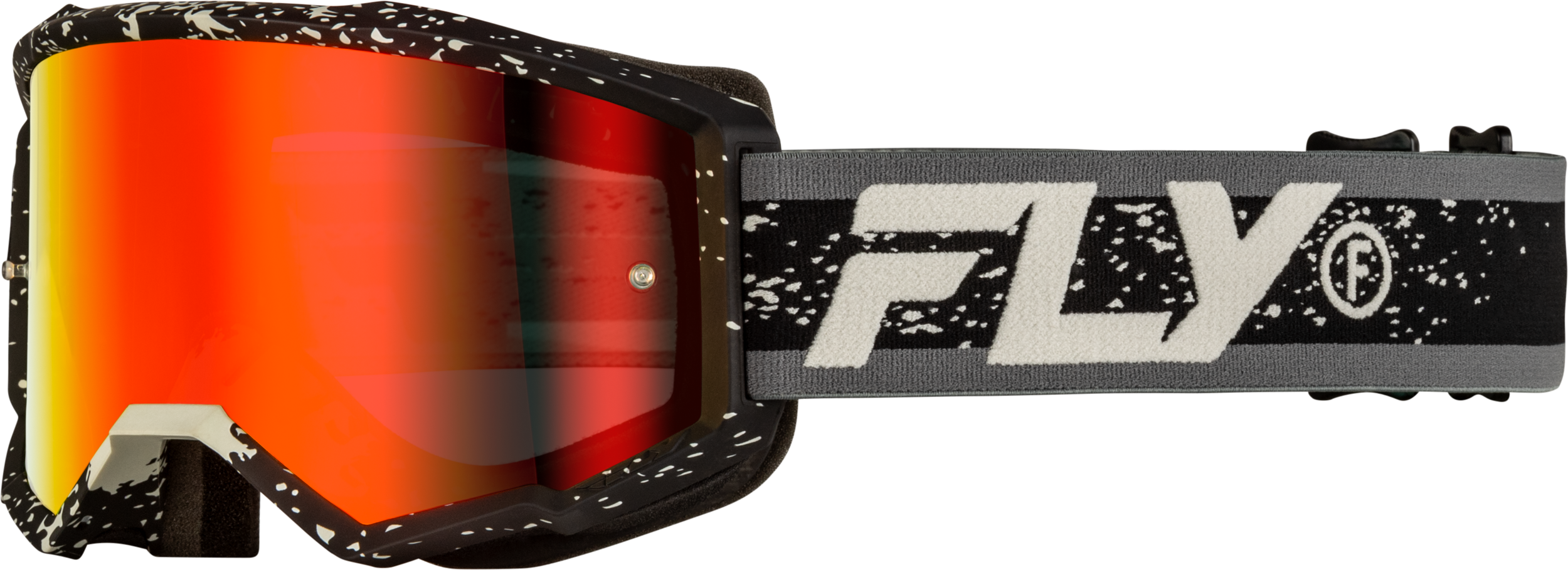 FLY RACING Youth Zone Goggle Black/Grey W/ Red Mirror/Smoke Lens