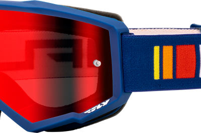 Fly Racing Youth Zone Goggle Silver/blue W/ Dark Blue Mirror/smoke Lens - Navy/White - Gear