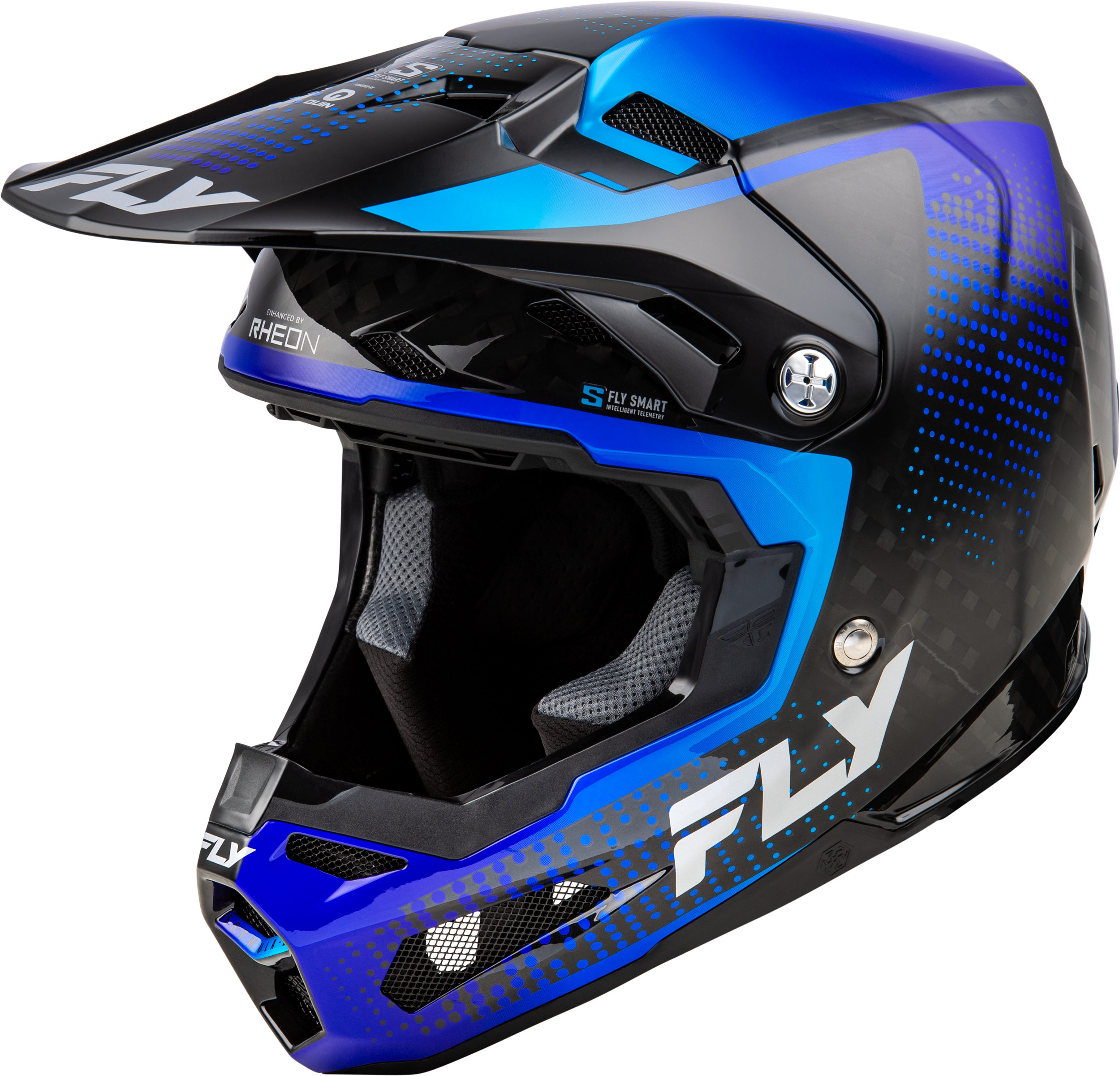 FLY RACING Yth Formula S Carbon Protocol Helmet Black Carbon/Blue Yl
