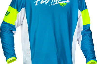Fly Racing Yth Kinetic Mesh Khaos Jersey Red/white/blue Yx - Blue/White/Hi-Vis Yellow / Youth Large - Apparel Collection