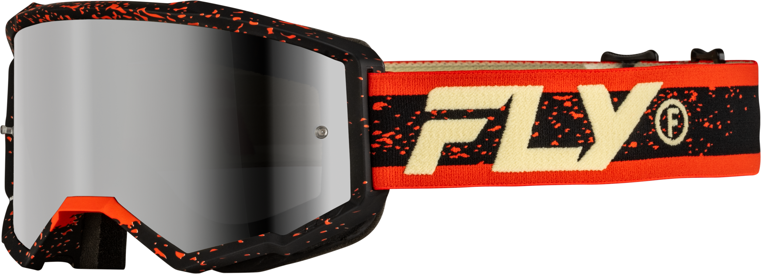FLY RACING Yth Zone Goggle Blk/Red/Cream W/ Silver Mirror/Smoke Lens