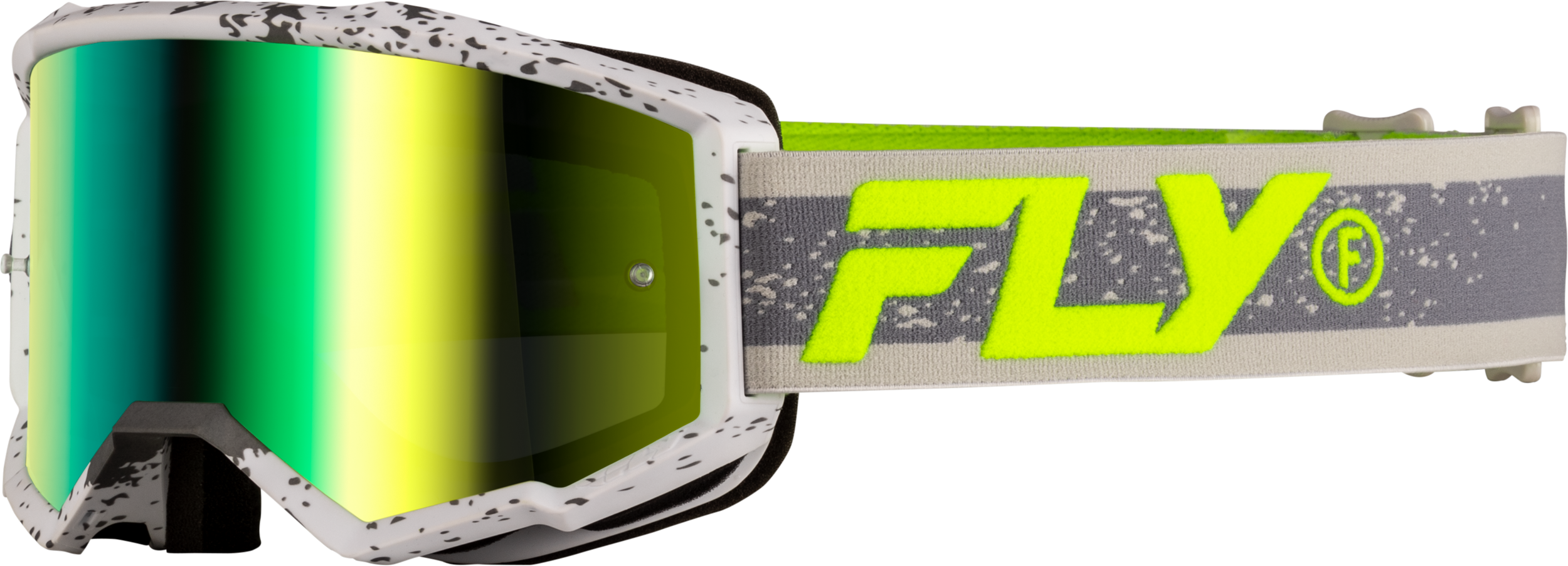 FLY RACING Yth Zone Goggle Drk Gry/Hi Vis W/ Iridescent Grn Mirror Lens