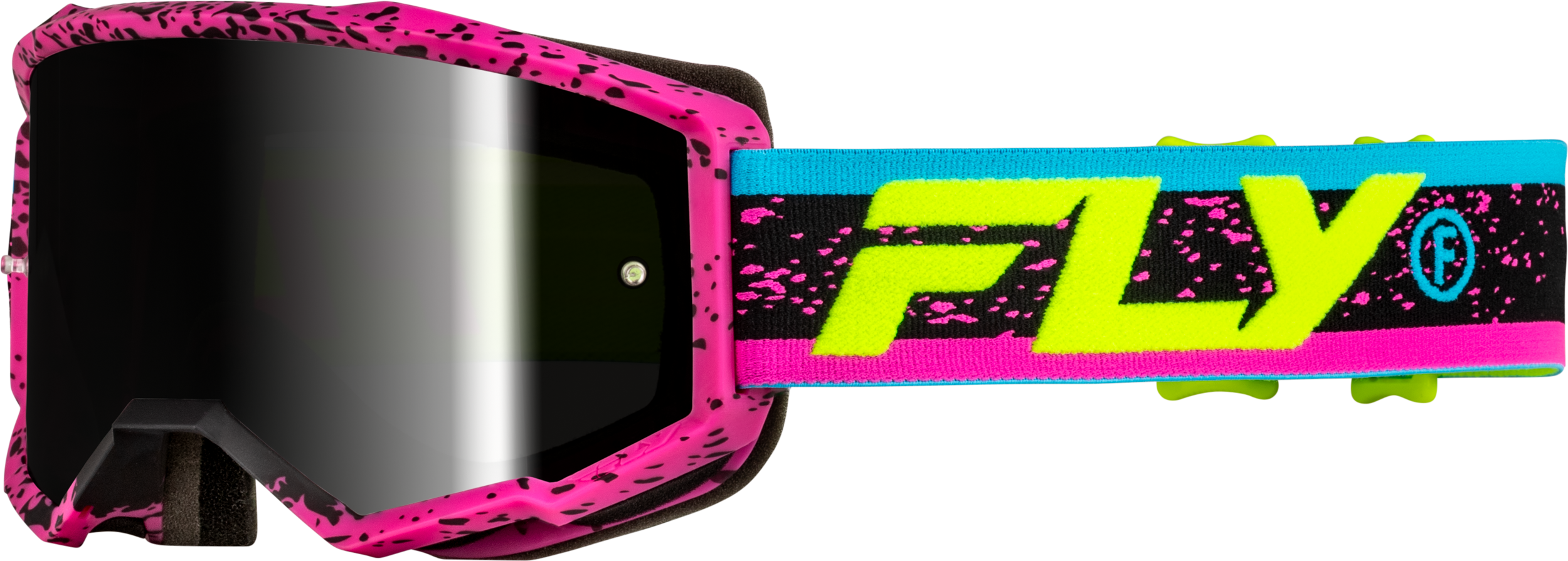 FLY RACING Yth Zone Goggle Pnk/Blk/Hi Vis W/ Black Mirror/Smoke Lens