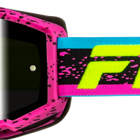 Fly Racing Yth Zone Goggle Pnk/blk/hi-vis W/ Black Mirror/smoke Lens - Black/Grey