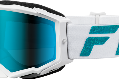 Fly Racing Zone Elite Goggle White/teal W/ Light Grn Mirror/smoke Lens - Teal/White - Apparel Collection