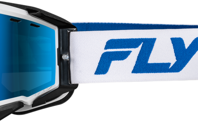 Fly Racing Zone Elite Snw Goggle Blk/blk W/blk Mir/plrzd Smoke Lens - White/Blue - Apparel Collection