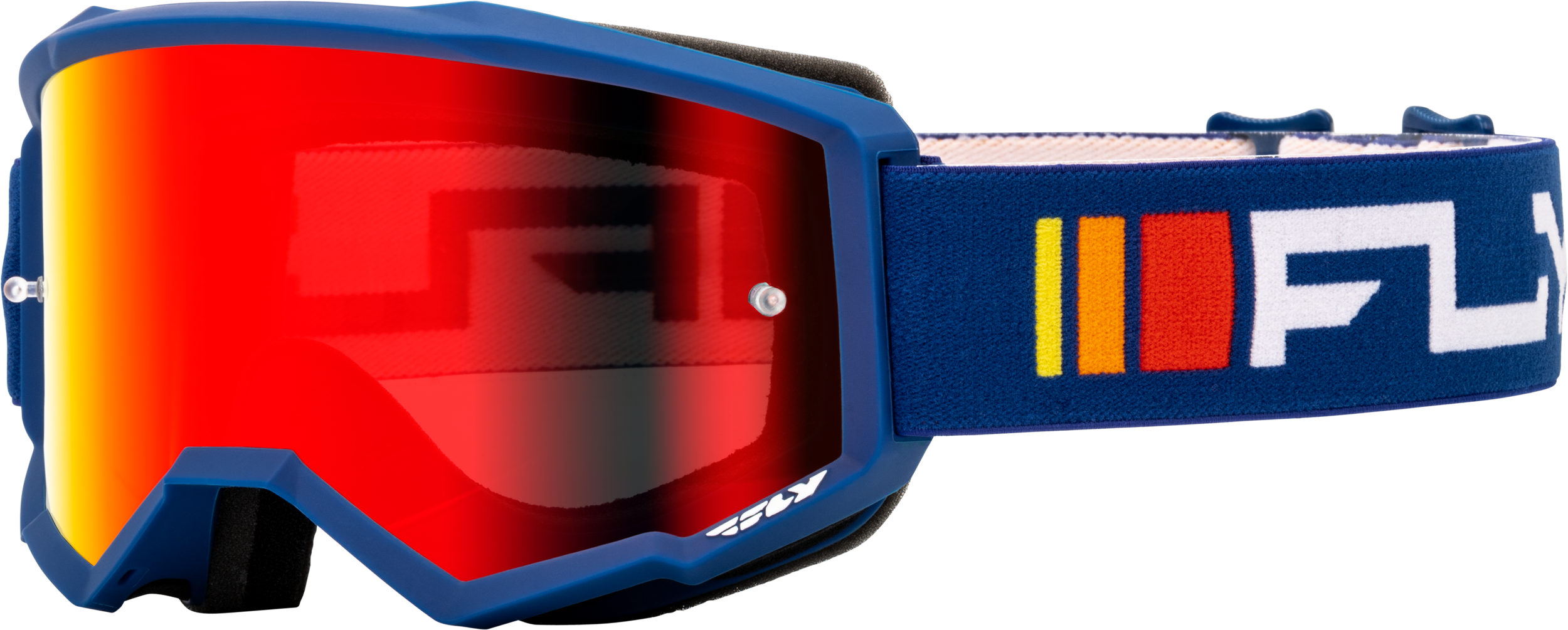 Fly Racing Zone Goggle Silver/blue W/ Dark Blue Mirror/smoke Lens - Navy/White - Gear