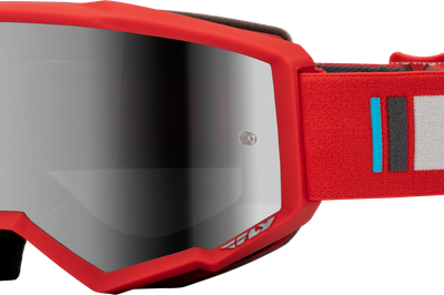 Fly Racing Zone Goggle Silver/blue W/ Dark Blue Mirror/smoke Lens - Red/Charcoal - Gear