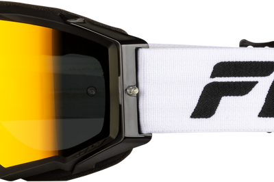 Fly Racing Zone Pro Goggle Black/black W/ Black Mirror/smoke Lens - White/Black/Gold