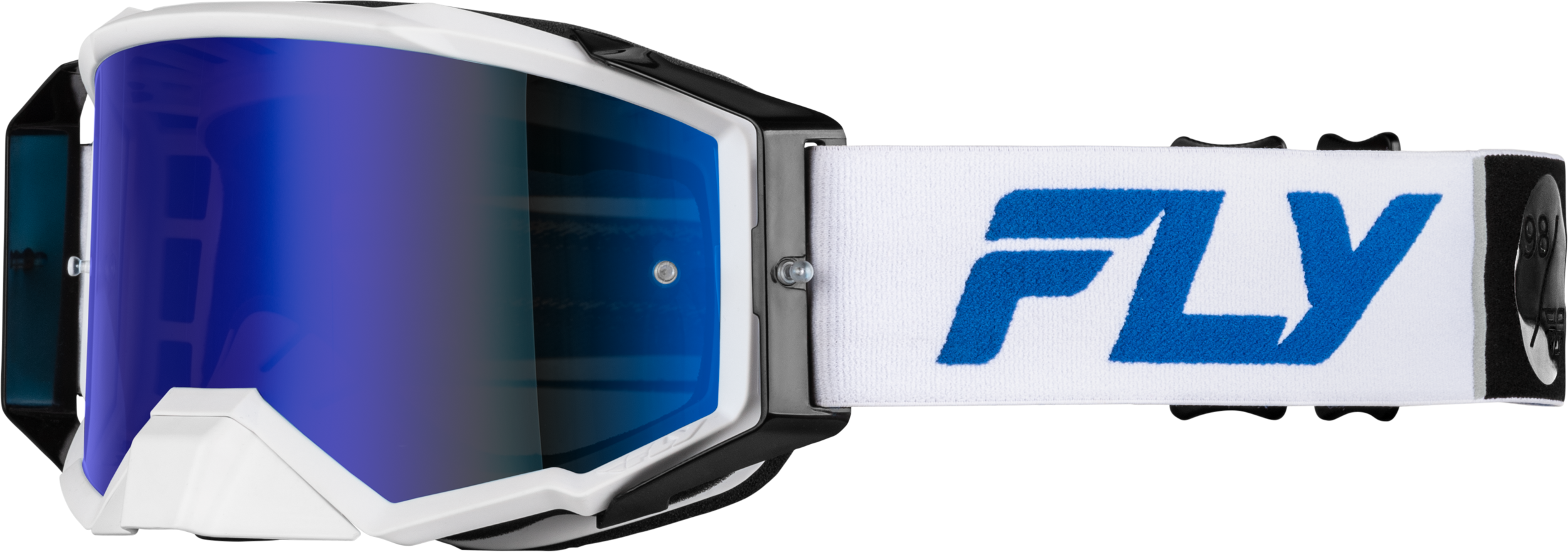 Fly Racing Zone Pro Goggle Black/black W/ Black Mirror/smoke Lens - White/Blue