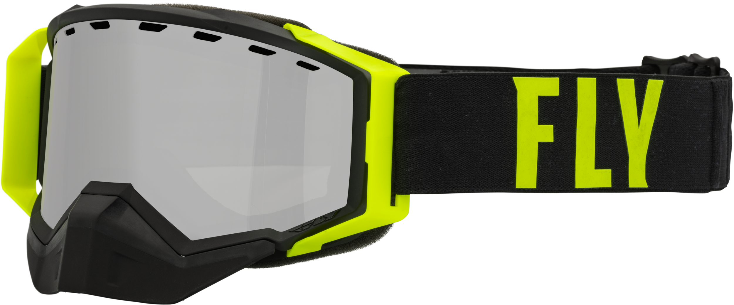 Fly Racing Zone Pro Snow Goggle Grey W/ Silver Mir/plrzd Smoke Lens - Black/Hi-Vis Yellow - Apparel Collection