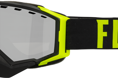 Fly Racing Zone Pro Snow Goggle Grey W/ Silver Mir/plrzd Smoke Lens - Black/Hi-Vis Yellow - Apparel Collection